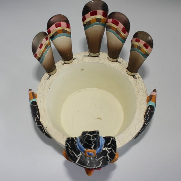 Thanksgiving Turkey Dip Resin Holder with Five Dip/Cheese Spreaders - Picture 3 of 13